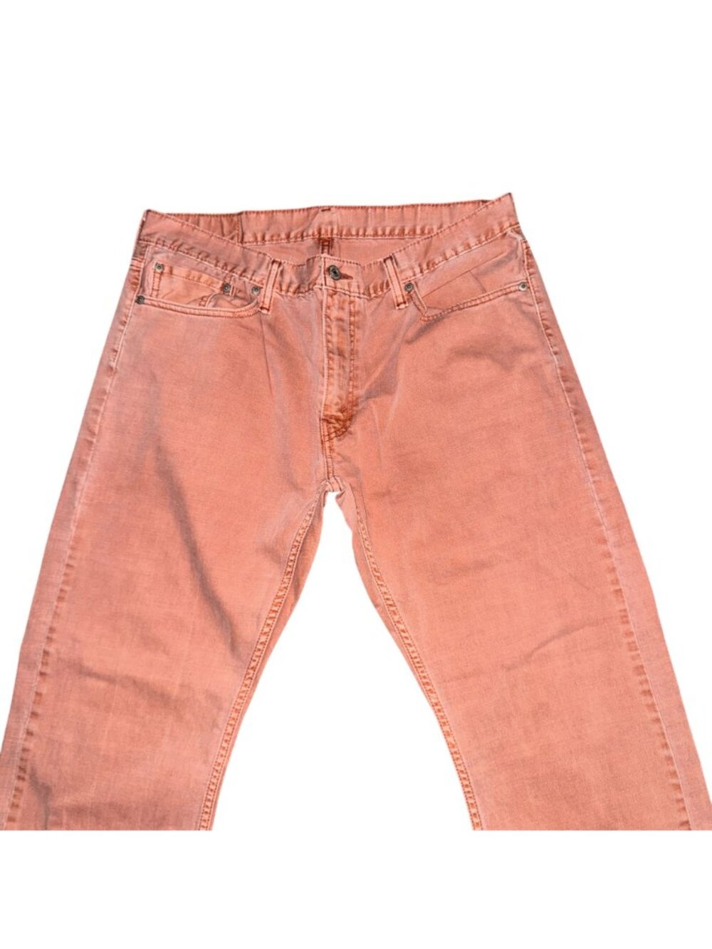 Levis 514 Straight Leg Jeans Mens 36 28 Salmon Pink Stitched Pockets Logo - Picture 3 of 8